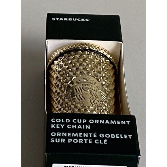 Starbucks Holiday 2022 Venti Gold Bling Tumbler And Keychain Ornament Bundle SET - Picture 9 of 12